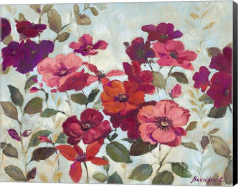 Framed Red And Pink Flowers Print