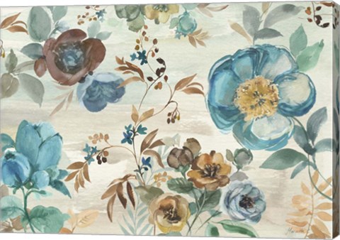 Framed Turquoise Floral Print