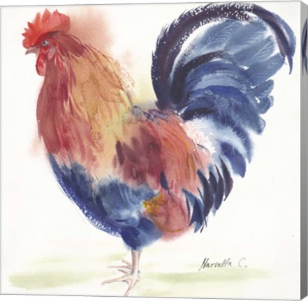 Framed Blue Rooster Print