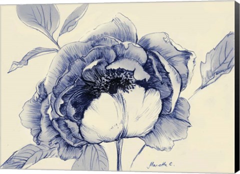 Framed Indigo Peony Print