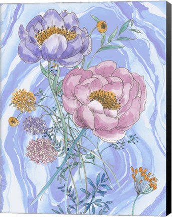 Framed Black Line And Watercolor 2 Print