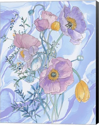 Framed Black Line And Watercolor 3 Print