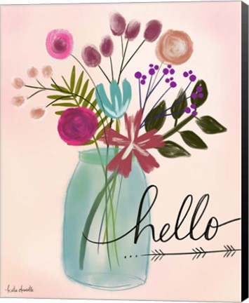 Framed Hello Floral Bouquet Print