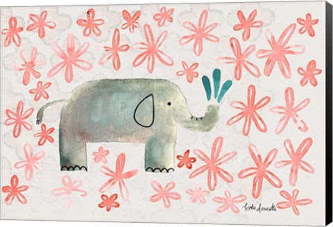 Framed Floral Elephant Print