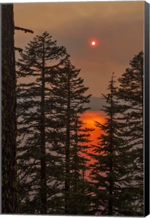 Framed Smokey Sunset - Crater Lake Print