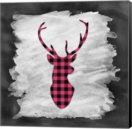 Framed Pink Plaid Deer Print