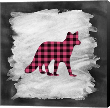 Framed Pink Plaid Fox Print