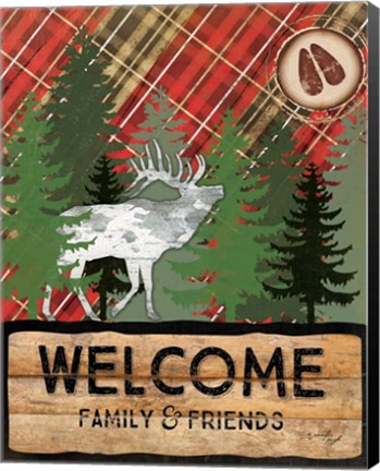 Framed Cabin Welcome Plaid II Print