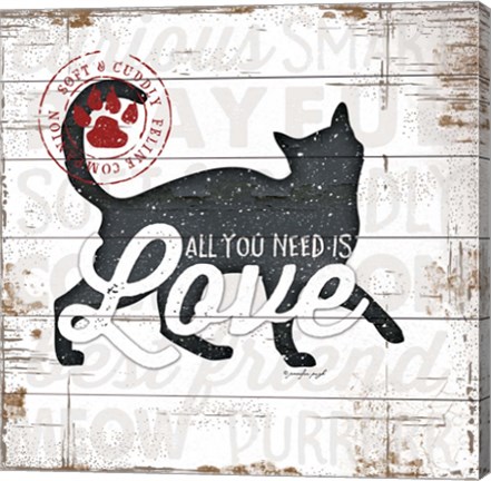 Framed All You Need is Love - Cat Print