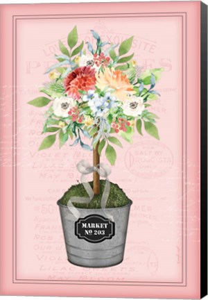 Framed Floral Topiary - Pink Print