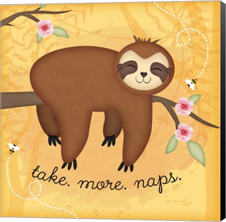 Framed Take More Naps Sloth Print