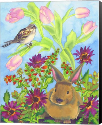 Framed Bunny and Sparrow Print