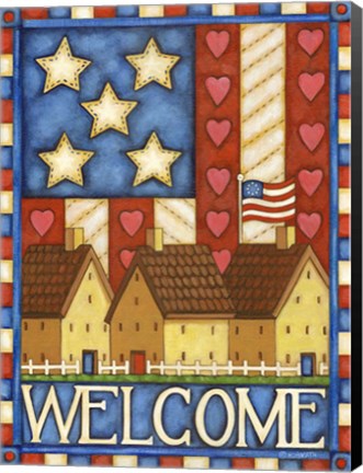 Framed American Welcome Cottage Print