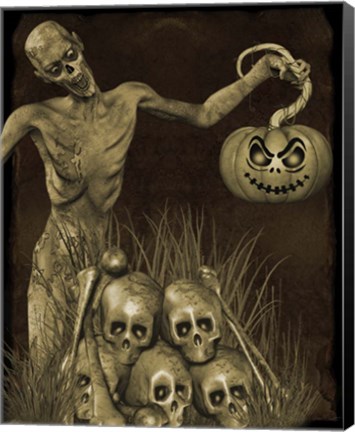 Framed Halloween Graveyard - B Print