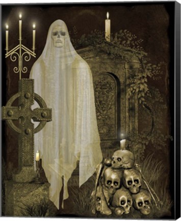 Framed Halloween Graveyard - F Print