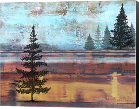 Framed Abstract Misty Landscape With Trees Print