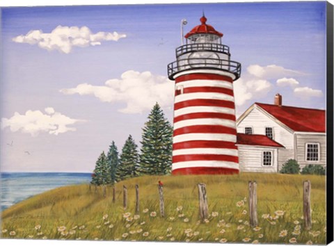 Framed Summer Lighthouse A Print
