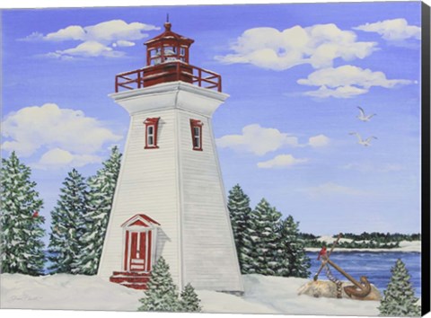 Framed Winter Lighthouse A Print