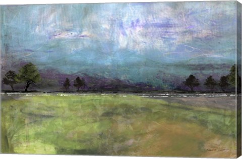 Framed Abstract Aqua Sky Landscape Print