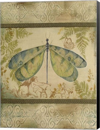 Framed Dragonfly Among The Ferns - B Print