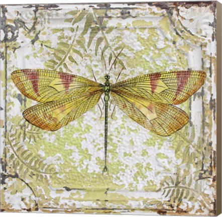 Framed Dragonfly On Tin Tile Print