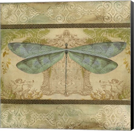 Framed Dragonfly Among The Ferns Print