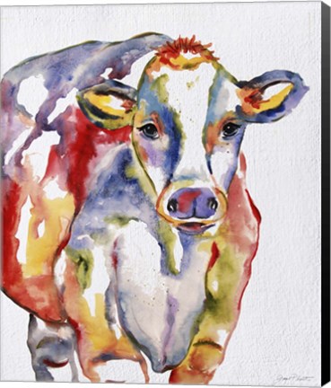 Framed Colorful Cow B Print