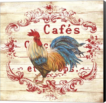 Framed Cafe Rooster On White Print