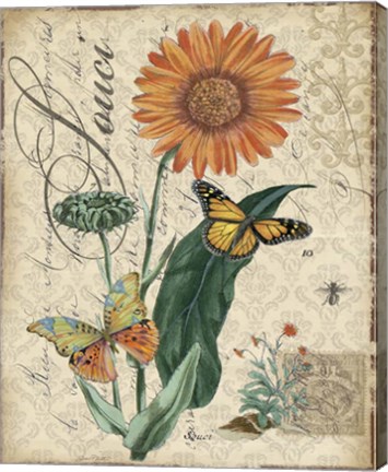 Framed Botanical - Marigold Souci Damask Print