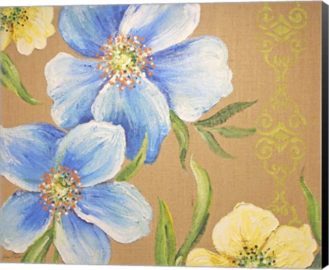 Framed Spring Florals On Burlap - B Print