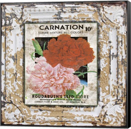 Framed Tin Tile - Carnation Print