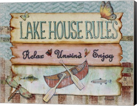 Framed Lake House Rules Print