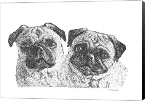 Framed Pugs Print