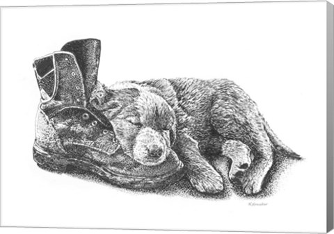 Framed Puppy and Boot Print