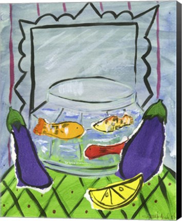Framed Eggplants and Fish Print