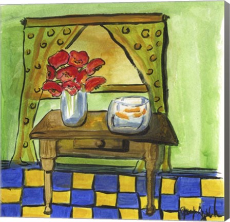 Framed Flowers and Fishbowl Print