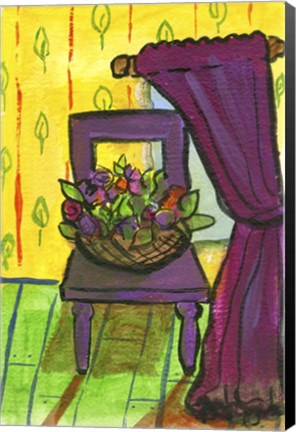 Framed Purple Curtains and Chair Print
