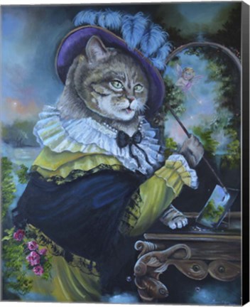 Framed Fancy a Cat Painting Print