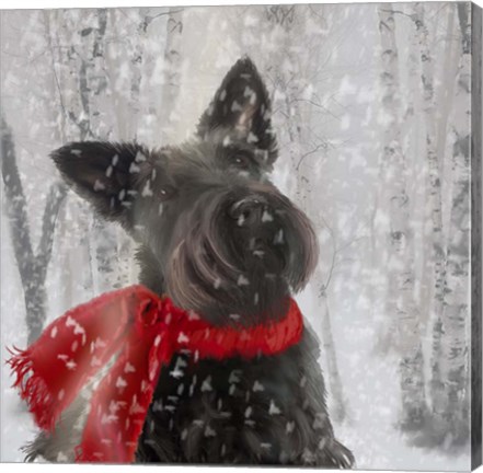 Framed Scotty Dog Red Scarf Print