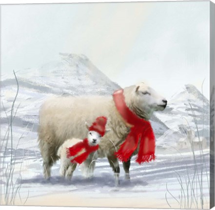Framed Sheep Red Scarf Print