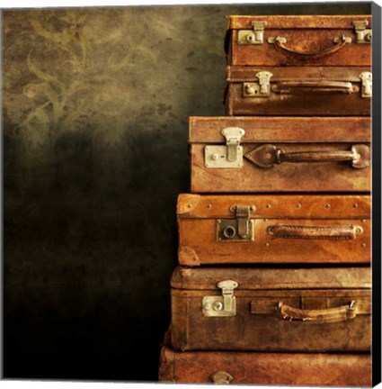Framed Antique Luggage Suitcases Print