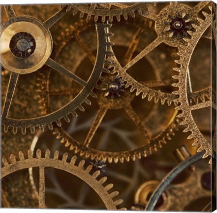 Framed Copper Cogs Close up 2 Print