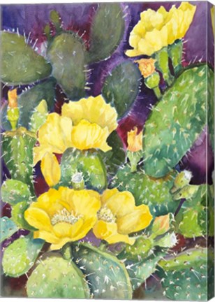 Framed Cactus with Yellow Blooms Print