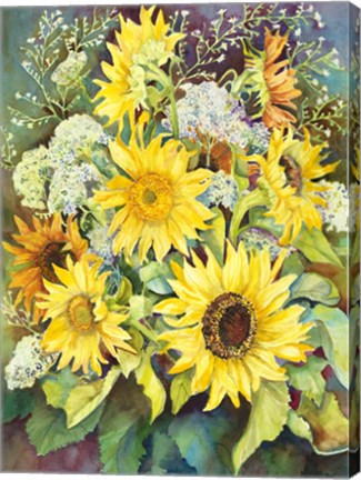 Framed Sunflowers with Wild Flowers Print