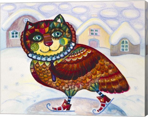 Framed Winter Owl Cat Print