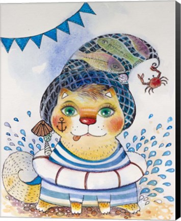 Framed Cat Sailor Print