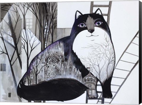 Framed Black Cat 2 Print