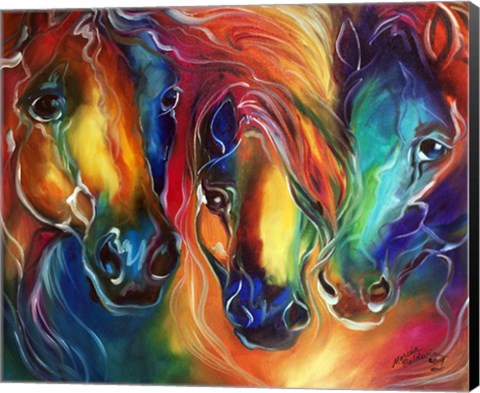 Framed Color My World With Horses Print