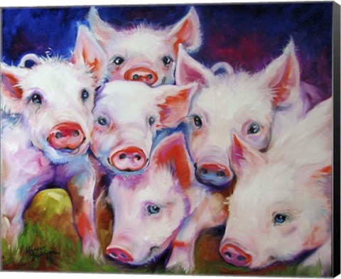 Framed Half Dozen Piglets Print