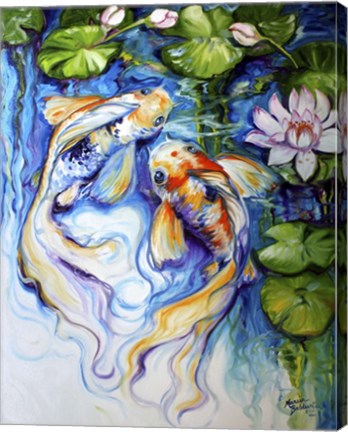 Framed Koi Koi And Lily Print